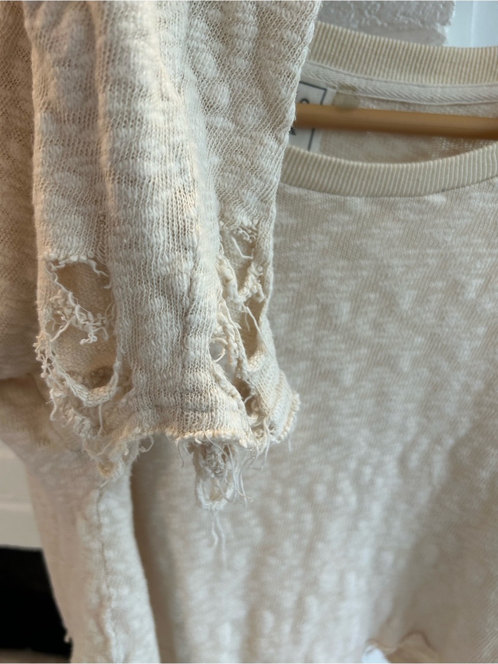 Style Rack Distressed Cropped Long-Sleeve Top - Cream - Picture 6 of 6